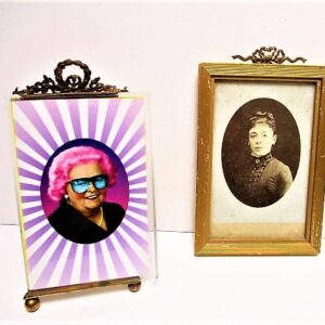 2 ziemlich große Bogenrahmen (2) - Louis XVI-Stil - Messing-Holz-Ormolu und Bisauté-Glas - Ende des 19. Jahrhunderts