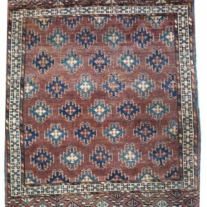 Antiker turkmenischer Yamout-Teppich 90 x 115 cm - Wolle auf Baumwolle - Ende des 19. Jahrhunderts