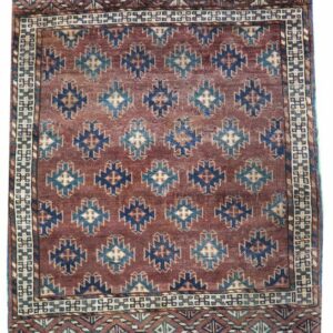 Antiker turkmenischer Yamout-Teppich 90 x 115 cm - Wolle auf Baumwolle - Ende des 19. Jahrhunderts