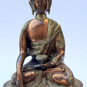 Figur - Kupfer, Messing - Bhaisajyaguru/ Medizin-Buddha - Tibet - Ende des 20. Jahrhunderts