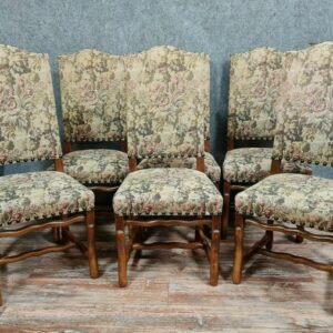 Serie von 6 Stühlen - Louis XIII Stil - Naturholz - Zweite Hälfte des 20. Jahrhunderts
