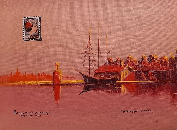 IL FALSARIO - Mariolino FERABOLI (1923-1992) - Paesaggio surreale